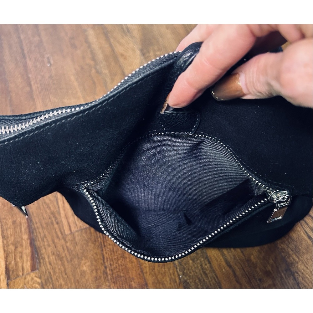 Nino Louise Black Suede Leather Purse Crossbody Timeless - Picture 5 of 12